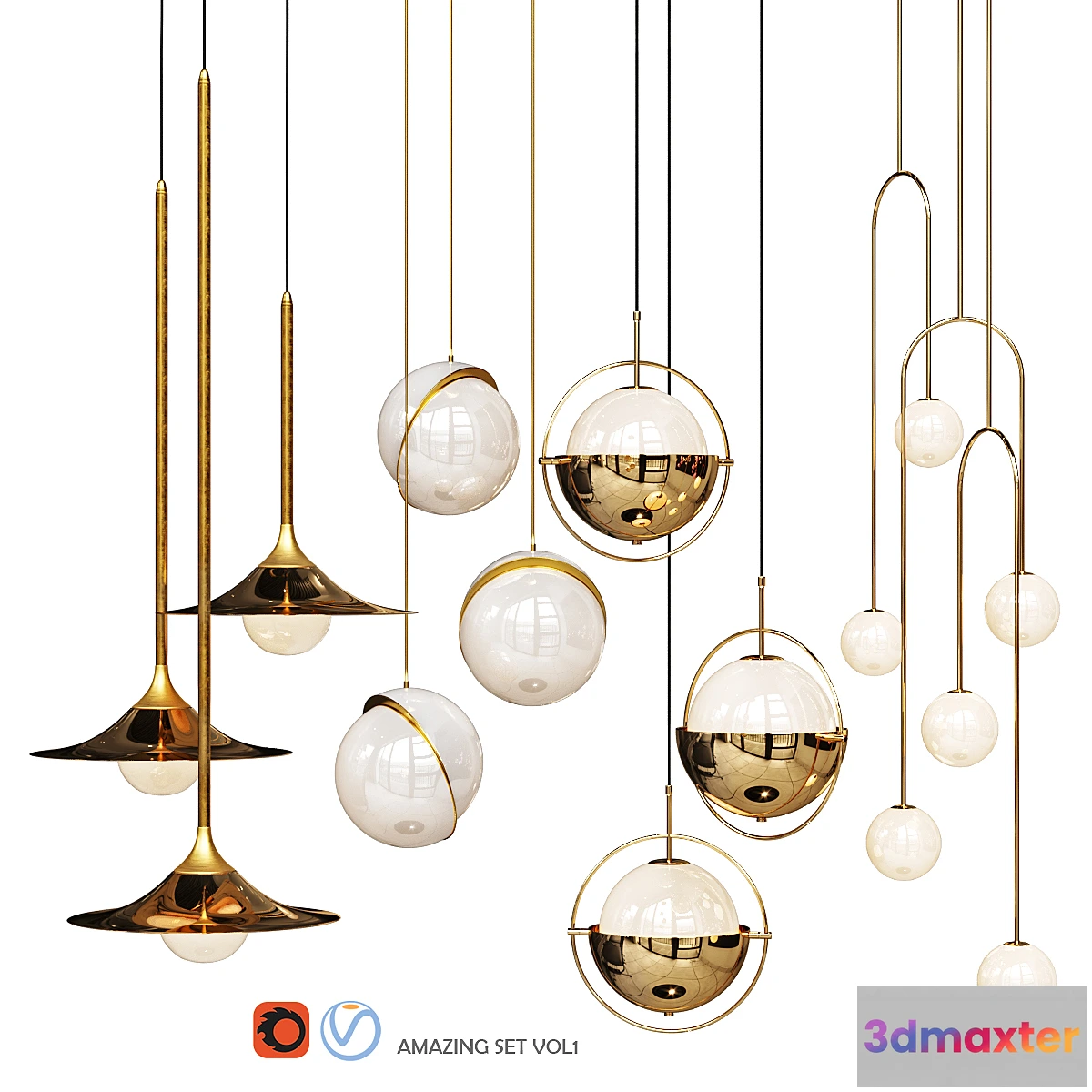 1476212 - Four Pendant Lights amazing set vol1 3D Max