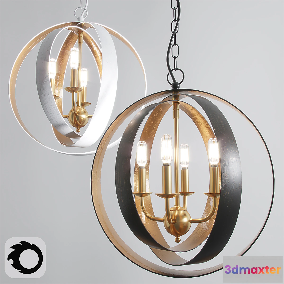 1476364 - Two Tone Triple Sphere Chandlier Small 3D Max