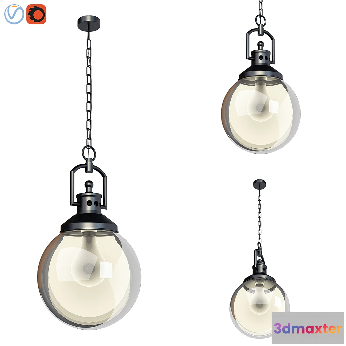 1477030 - Duke Oversized Indoor Outdoor Recycled Glass Pendant 3D Max