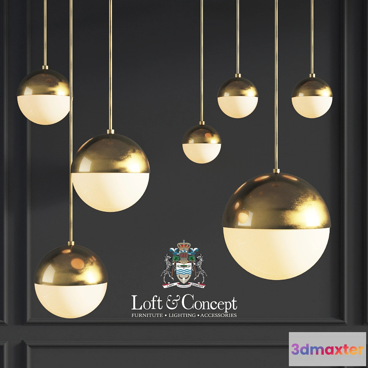 1477382 - Suspension light Copper Light Pendant Orb 3D Max