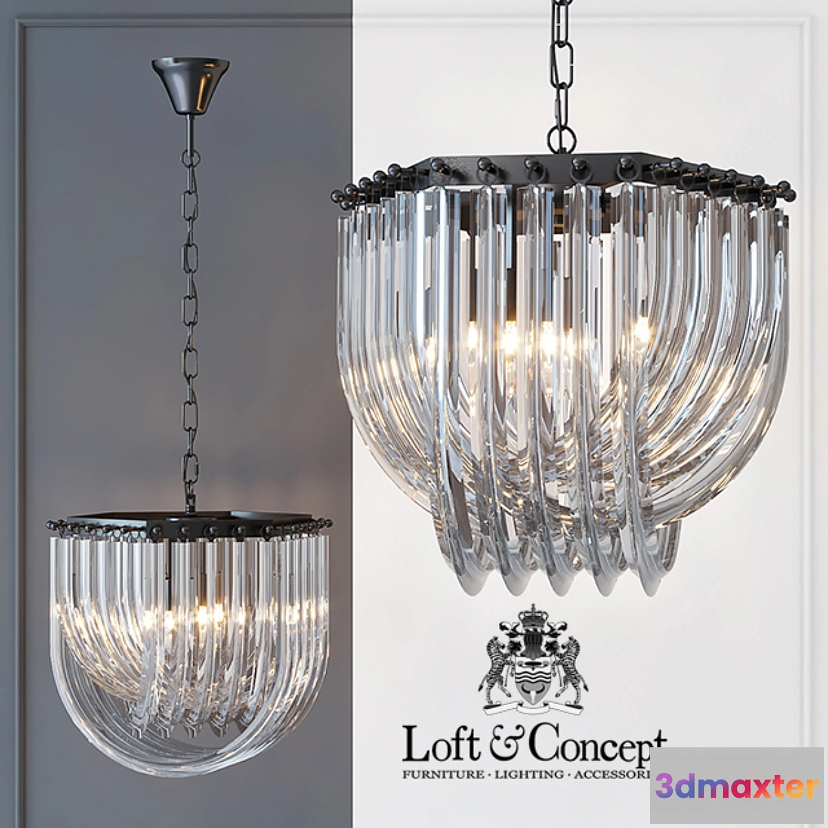 1478726 - Chandelier Frozen Glass Chandelier 33 3D Max