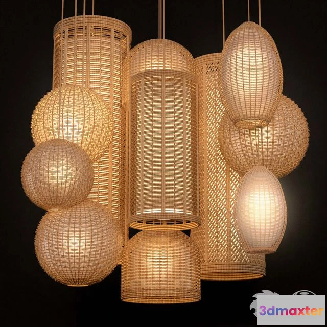 1538758 - Rattan lighting set 3D Max