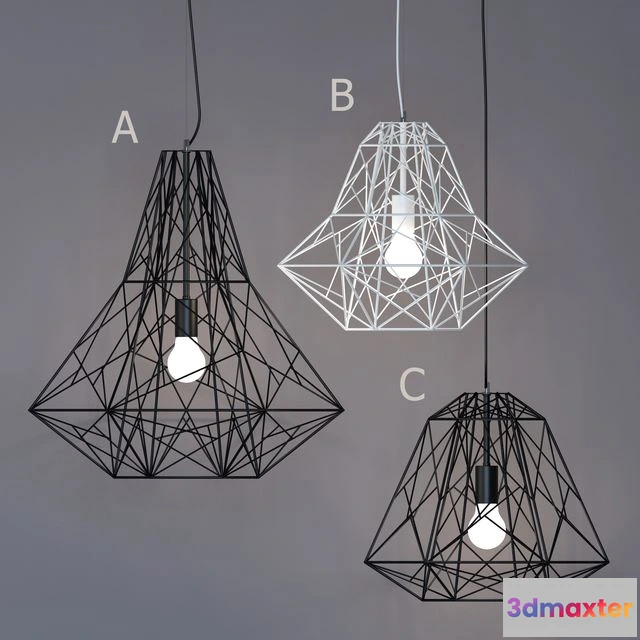 1540089 - Fixtures Diamond Cage Pendant 3D Max