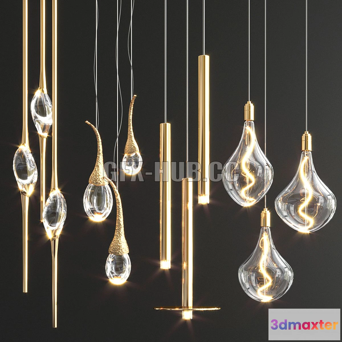 1541435 - Four Hanging Lights_70 3D Max