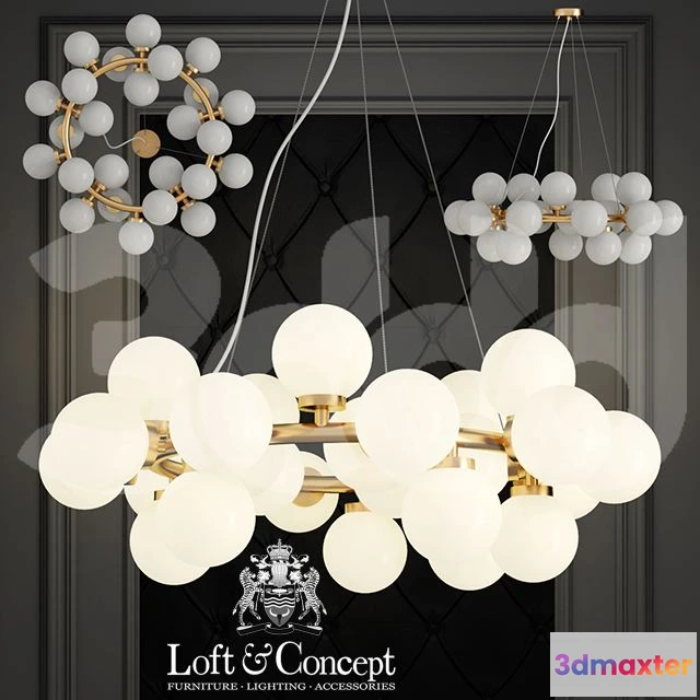 1542479 - Chandelier Milk Bubble Round Chandelier 25 3D Max