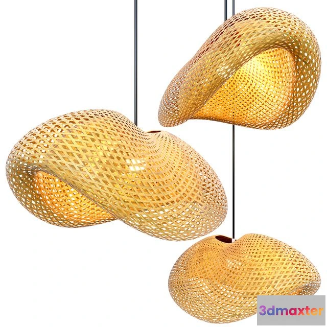 1544155 - Nordic LED Wood Pendant Lamp Bamboo 3D Max