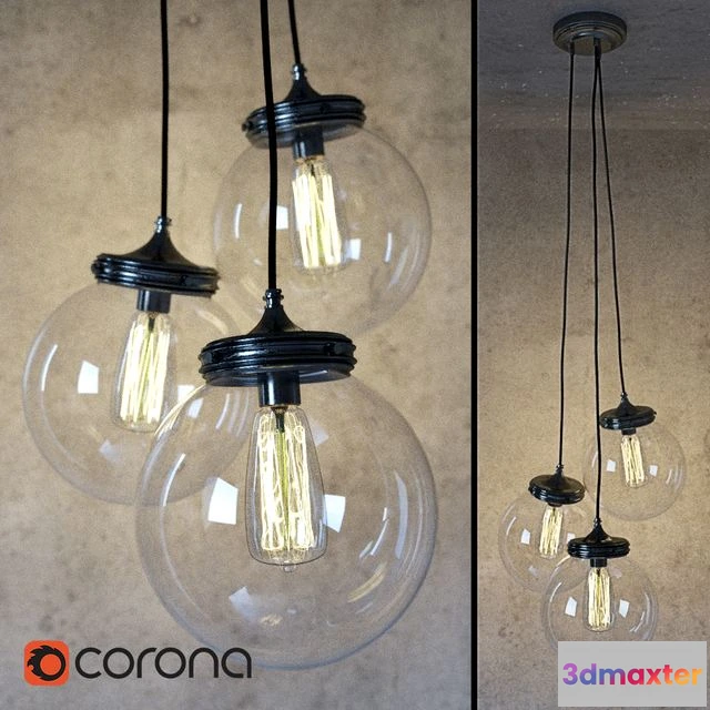 1544445 - Pottery Barn Calhoun Multi Pendant Chandelier 3D Max