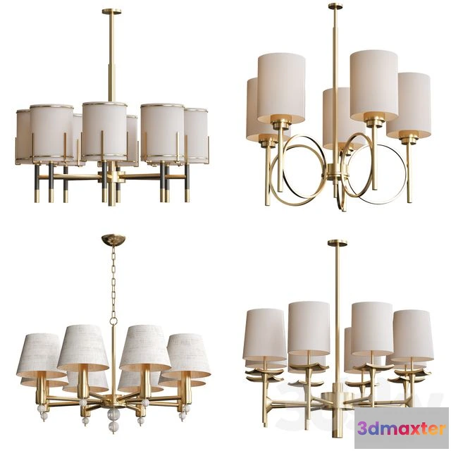 1545093 - Wide Antique Brass Chandelier 3D Max