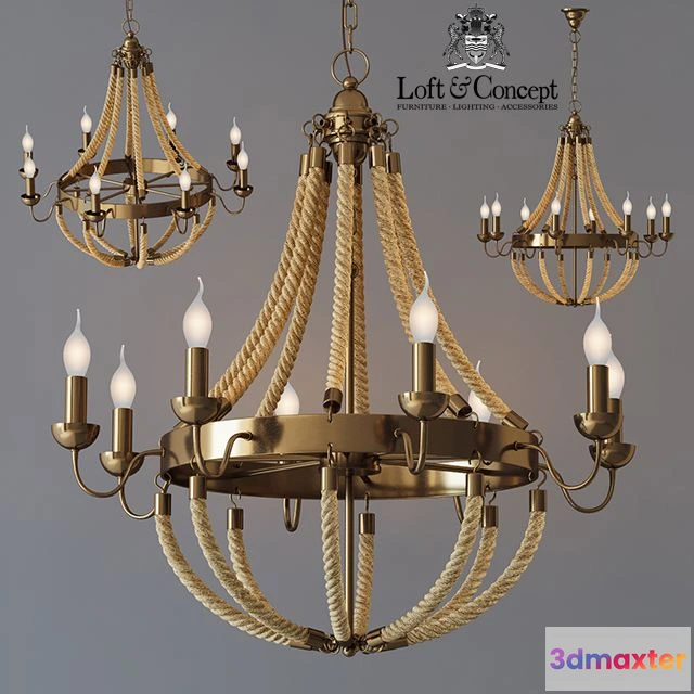 1549863 - Chandelier Rattan Chandelier Metall 8 Loft Rope Light 3D Max