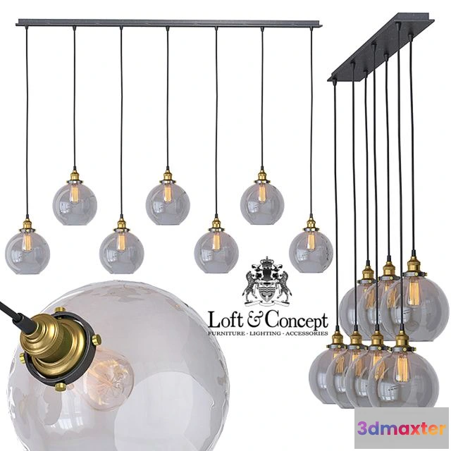 1550249 - Suspension Loft Clear Glass Sphere Cloche 7 3D Max