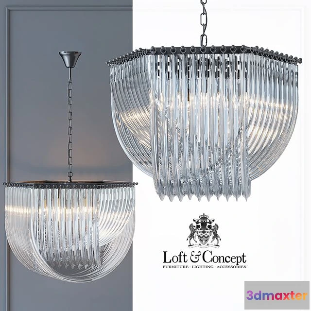 1553913 - Chandelier Retro Frozen Glass Chandelier 66 3D Max