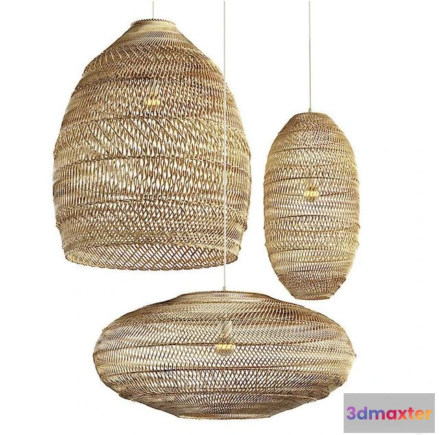 1554963 - ALIEXPRESS RATTAN CHANDELIER SET 3D Max