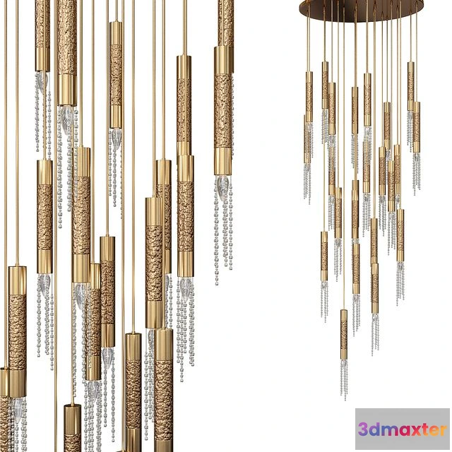 1560703 - Nodes 8 Light Linear Chandelier 3D Max