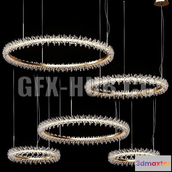 1564393 - Collection Crystal Ring Luxury LED Chandelier 3D Max