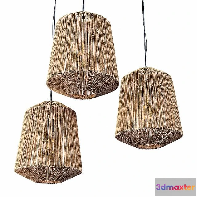 1568322 - Lamp wood rotang wicker barrel 3D Max