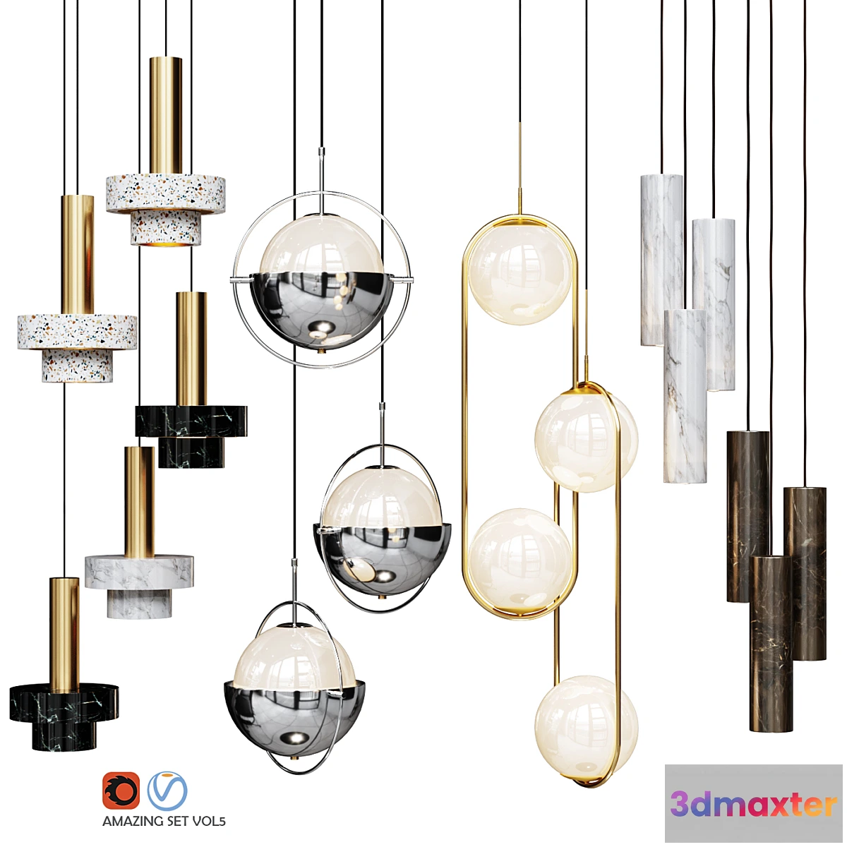 565541 - Four Pendant Lights amazing set vol5