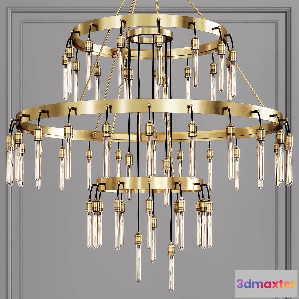 565615 - Restoration Hardware AXIS 3-TIER CHANDELIER 60 Brass