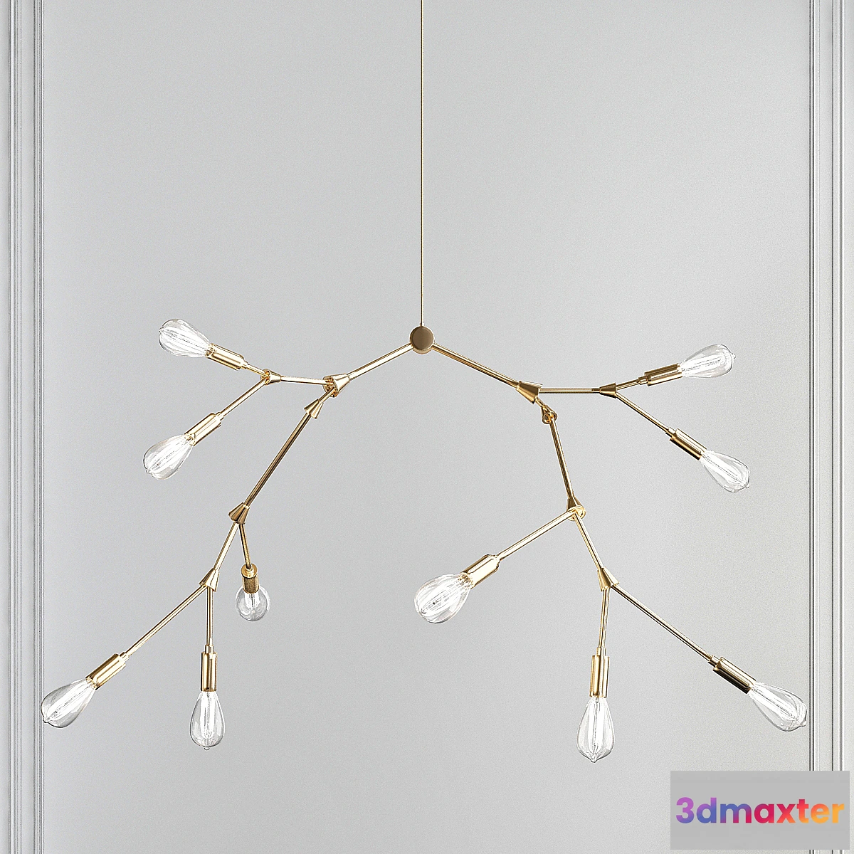 566521 - Modernist Branching Brass Chandelier Industrial