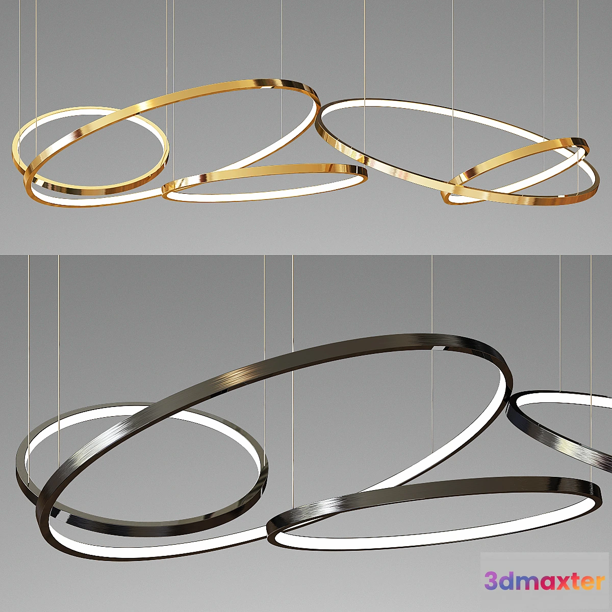 566681 - Decorative 5 Ring Chandelier - gold and black