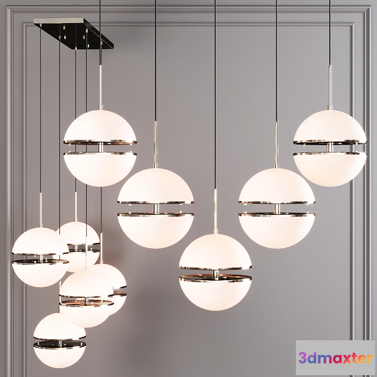 566683 - Restoration Hardware HEMISPHERE 5-LIGHT LINEAR CHANDELIER Nickel