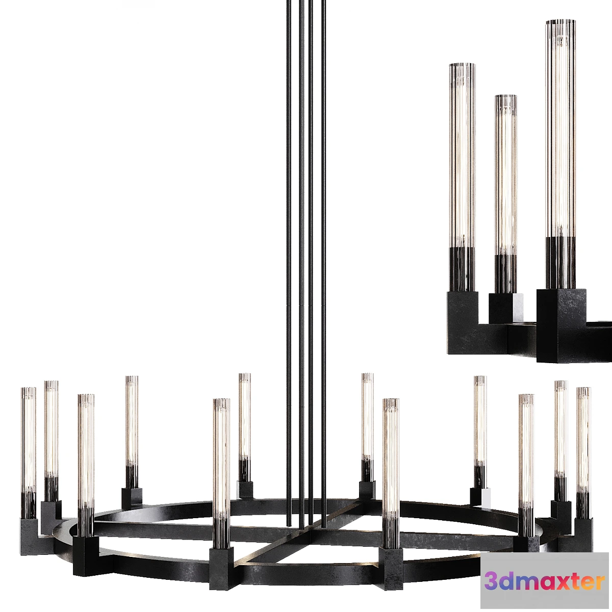 566879 - Restoration Hardware CANNELE ROUND CHANDELIER 60 Black