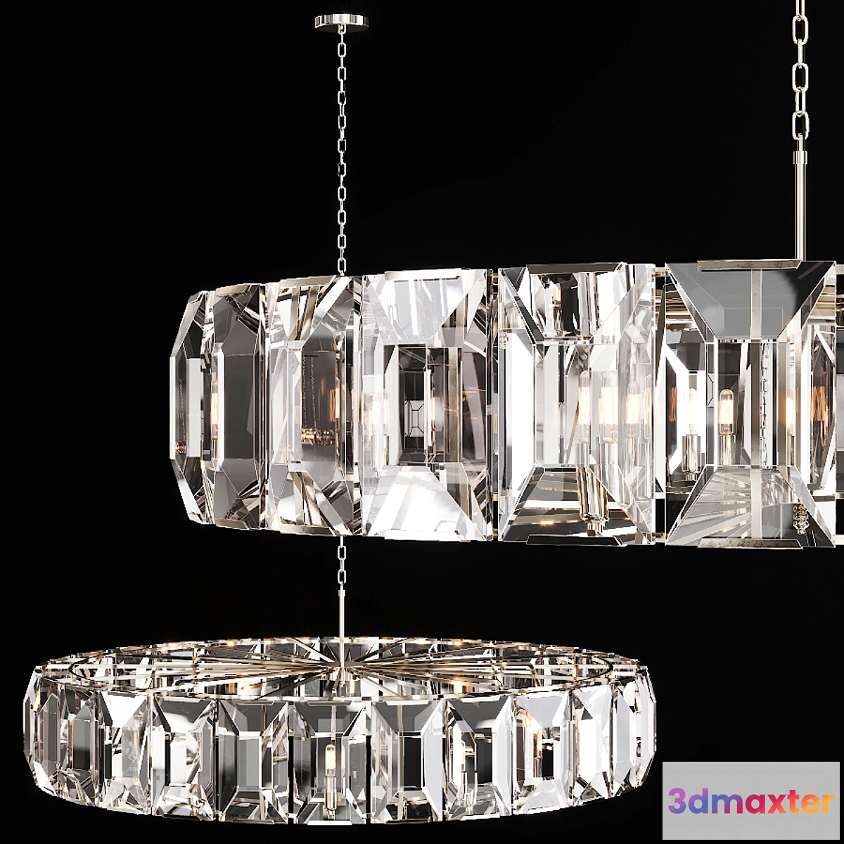 566897 - Restoration Hardware HARLOW CRYSTAL CHANDELIER 60 Nickel