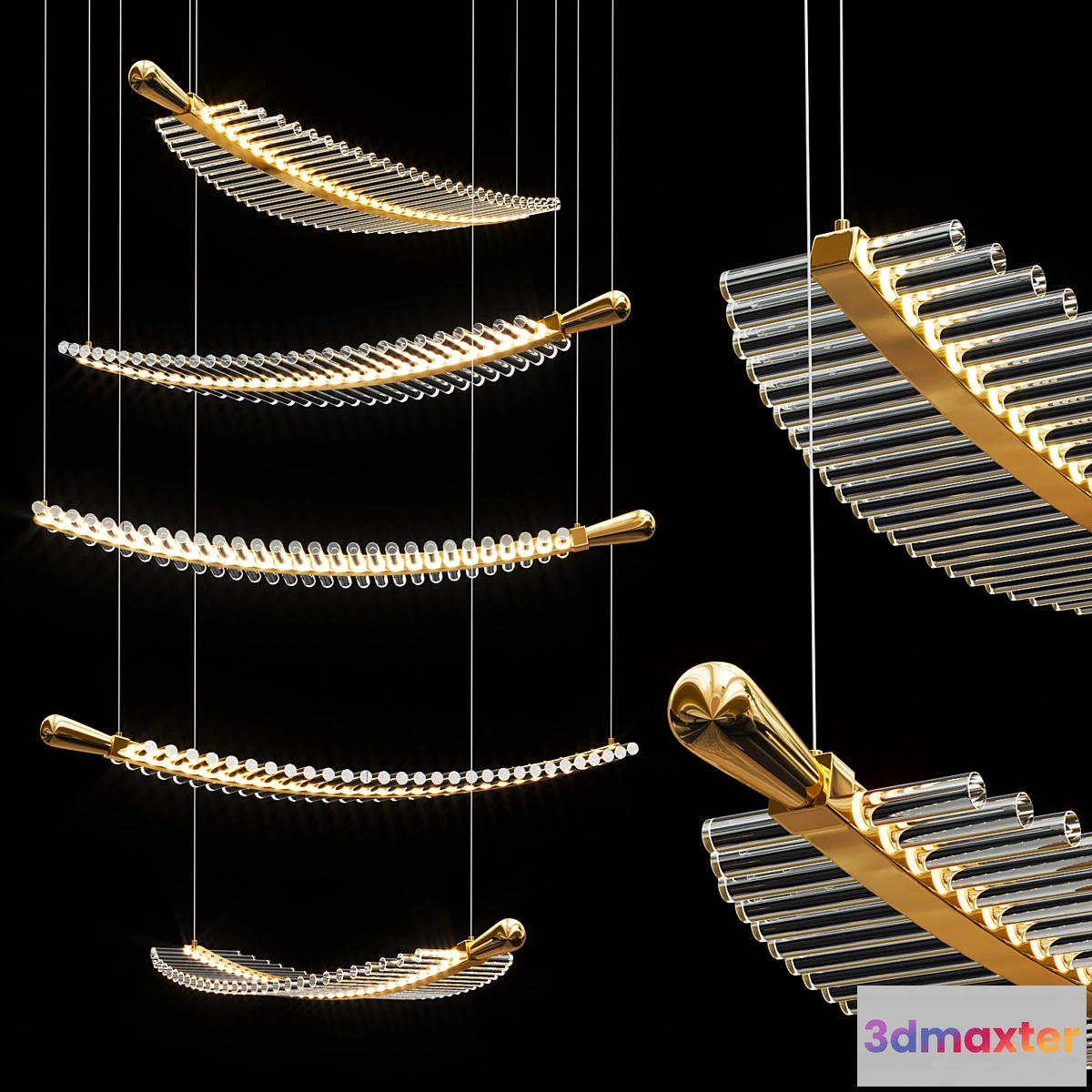614235 - Pokinis Feather Modern Spiral Chandelier