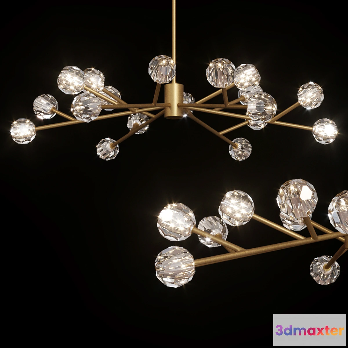 614737 - Restoration Hardware BOULE DE CRISTAL ROUND CHANDELIER 60 Brass