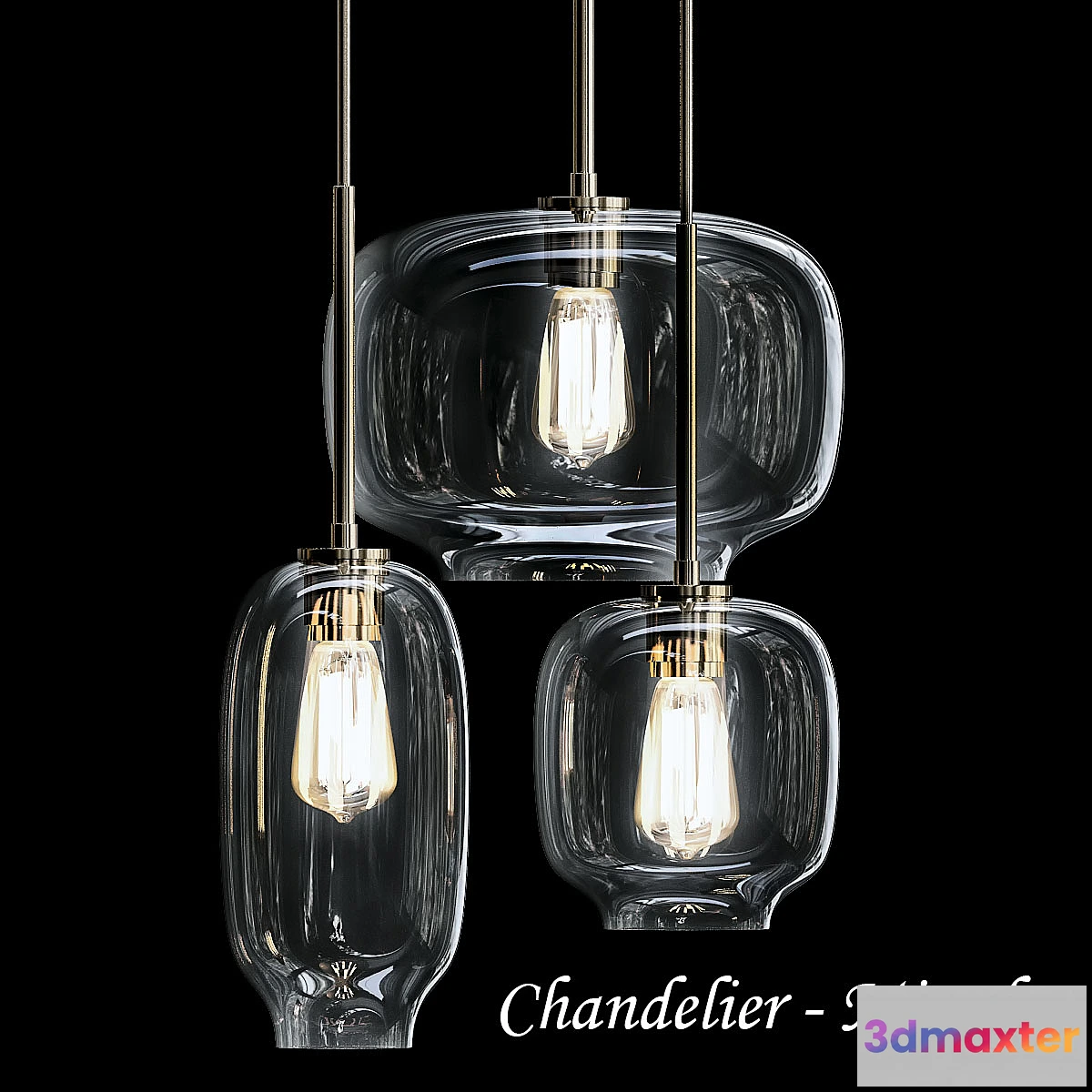 614749 - Sculptural Glass 3-Light Multi Chandelier