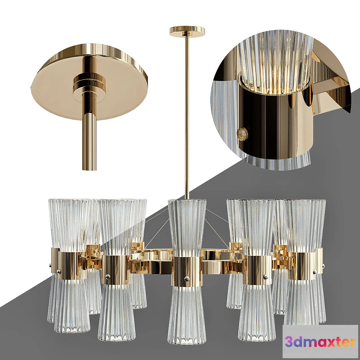 614775 - Modern Gold Leaf Murano Glass Chandelier