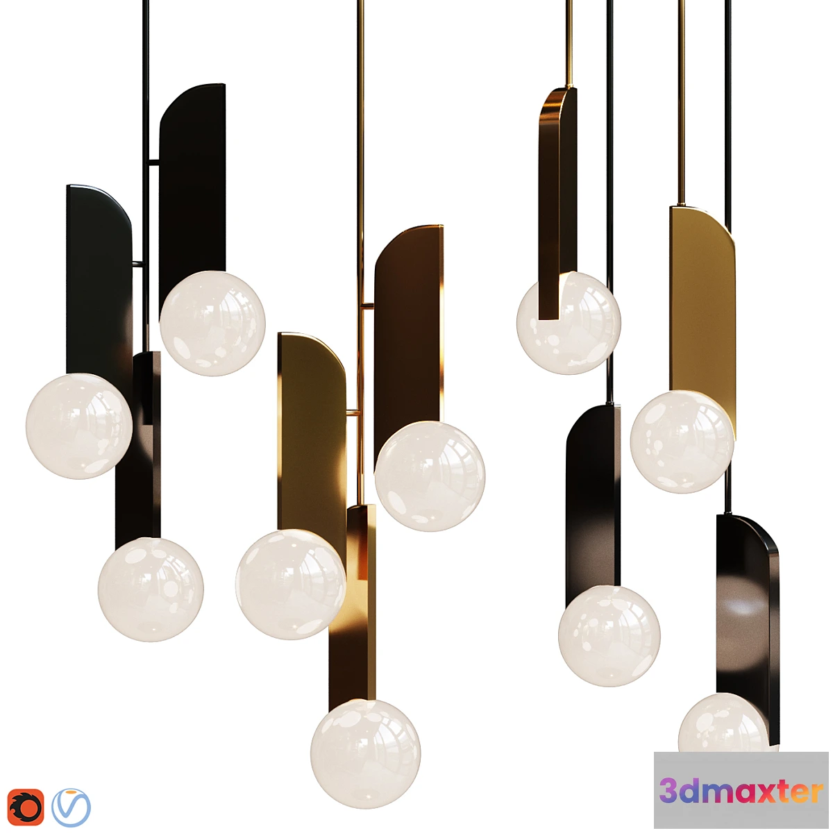 614917 - Pendant lamp Neo lampatron Gold _ Black