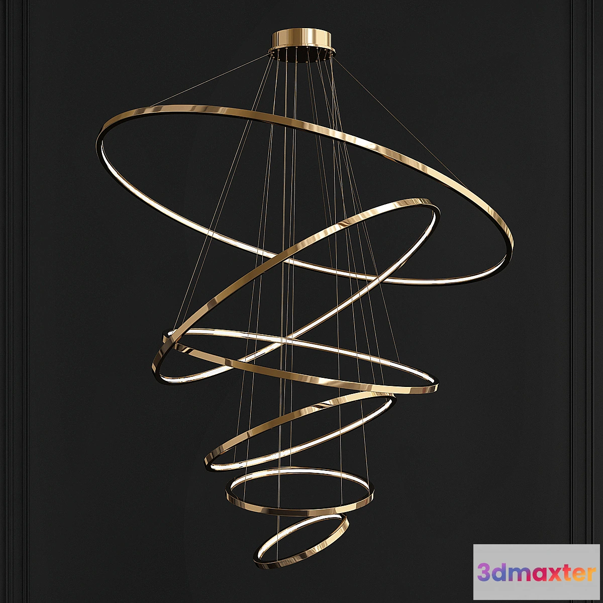 615179 - LED Swirl Six Ring Chandelier Pendant Light in Gold Contemporary