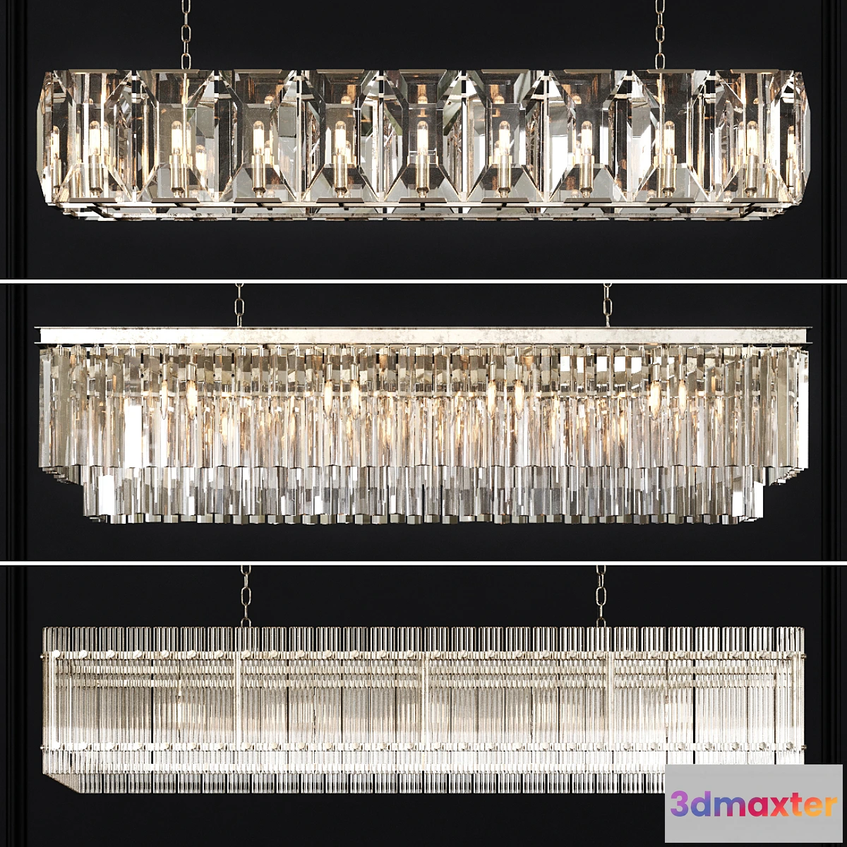 615267 - 3 type Restoration Hardware Rectangular Chandelier Set 001
