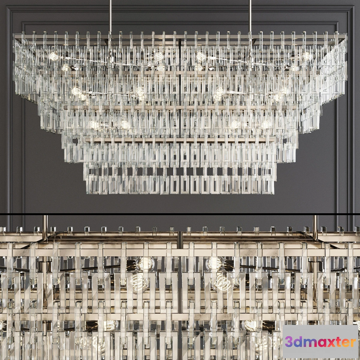 616482 - Restoration Hardware MARIGNAN LINEAR CHANDELIER 72 Nickel