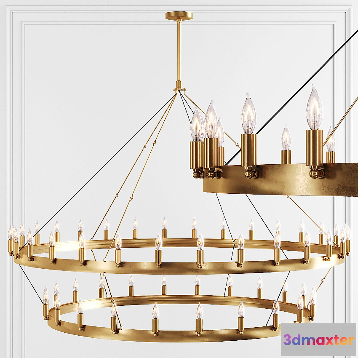 616580 - Restoration Hardware CAMINO VINTAGE CANDELABRA 2-TIER CHANDELIER 63 Brass