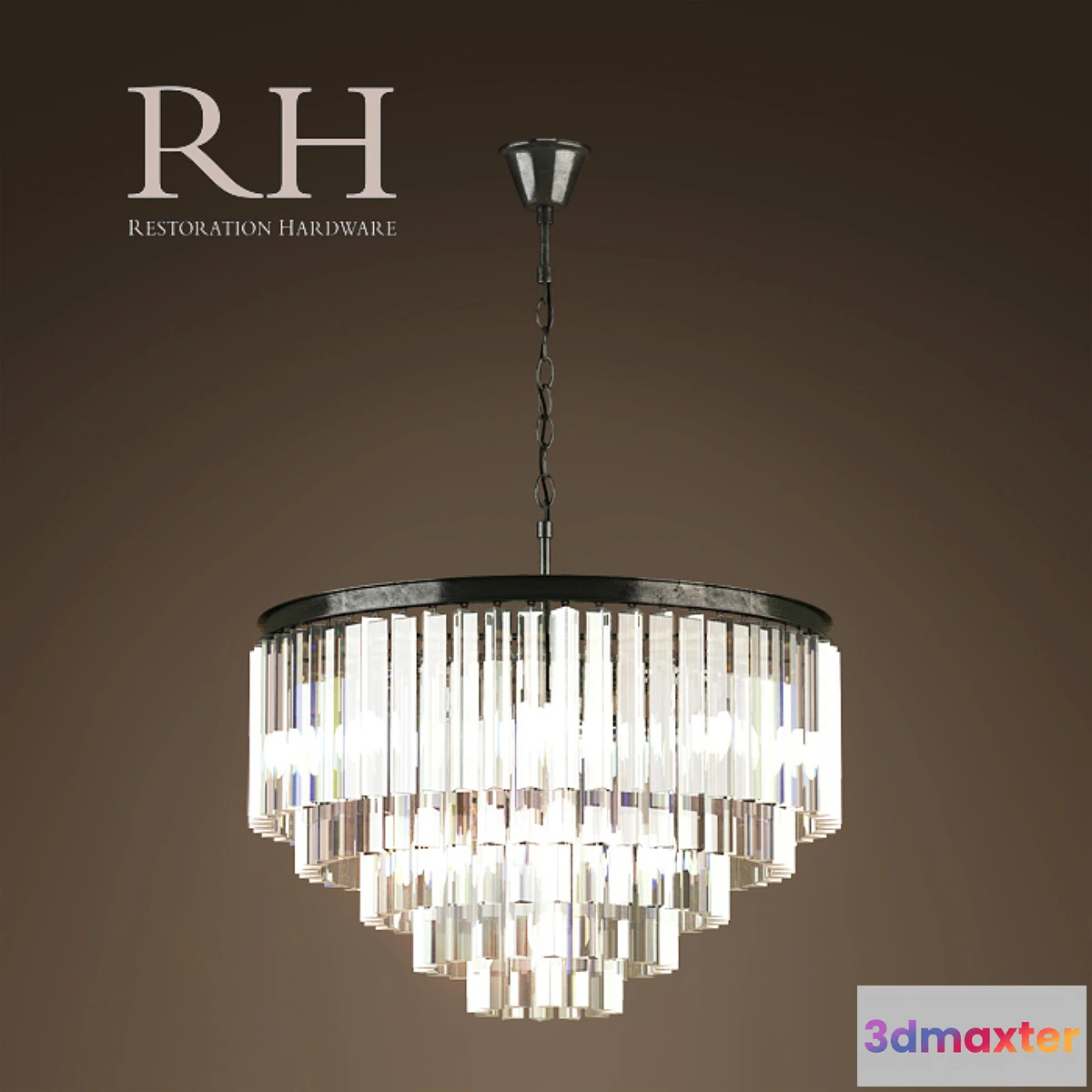 627245 - RH _ 1920S ODEON GLASS FRINGE 5-RING CHANDELIER