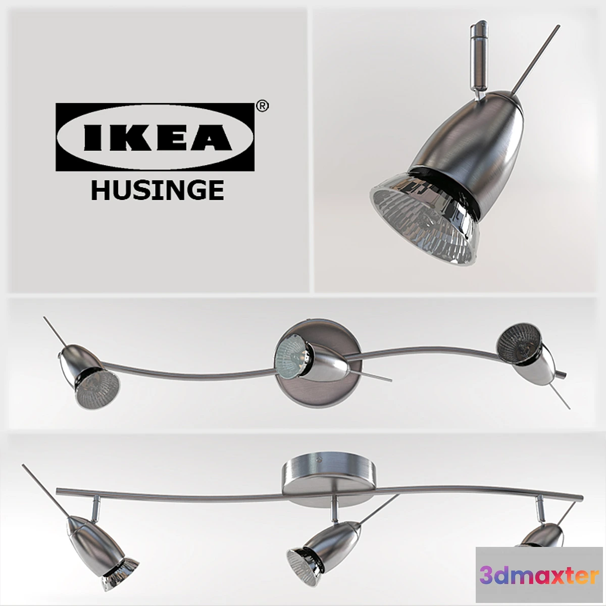 631215 - IKEA HUSINGE Ceiling track 3 spotlights