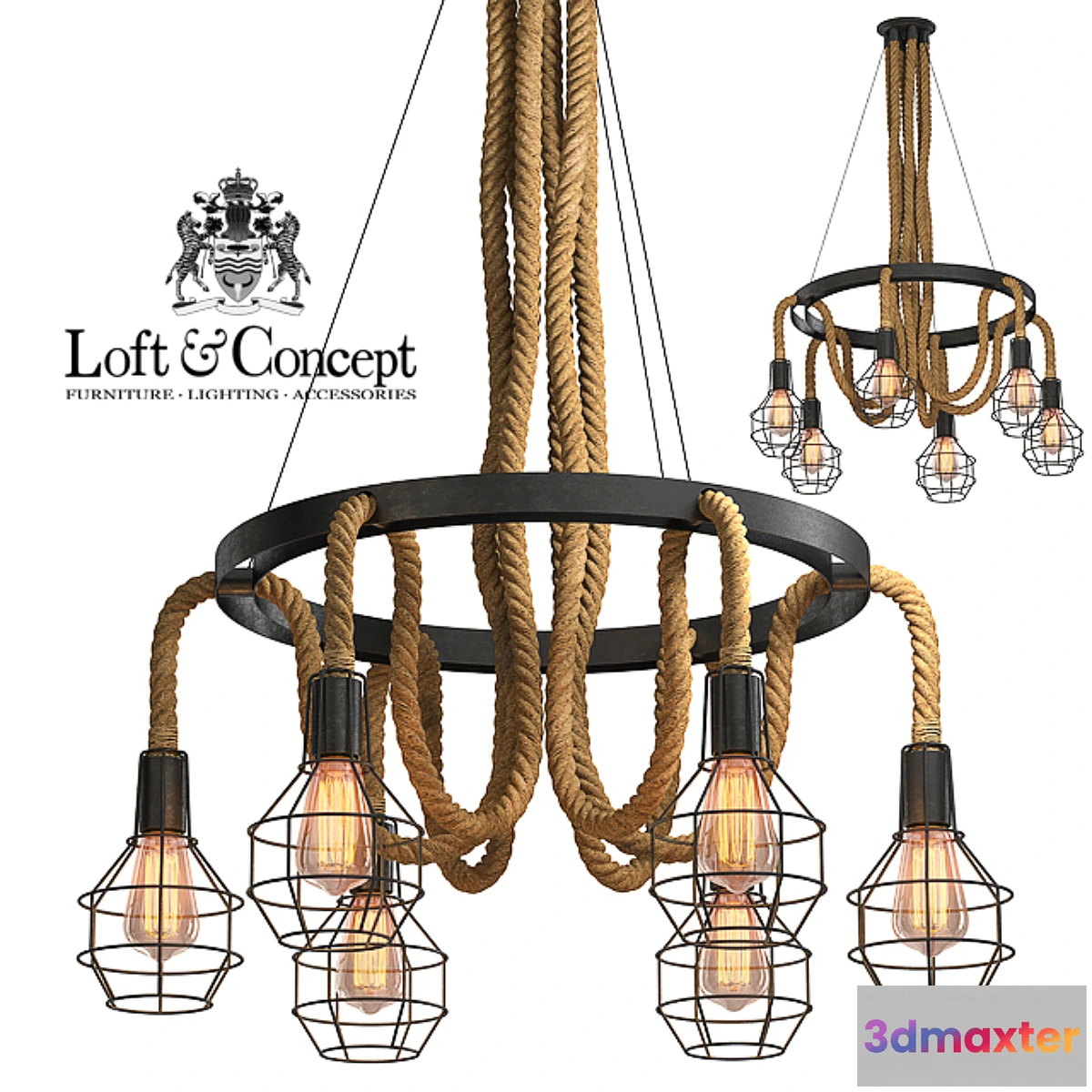 645041 - Chandelier Loft Rope Chandelier cage VI