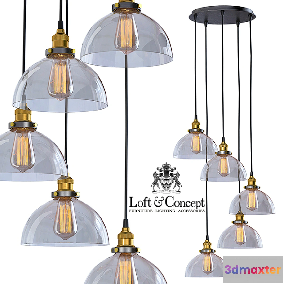 645051 - Suspension Loft Clear Glass SemiSphere Cloche 5