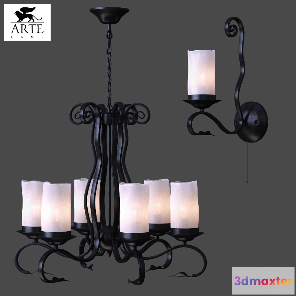 646467 - Chandelier ArteLamp Scroll A7915LM-6BK