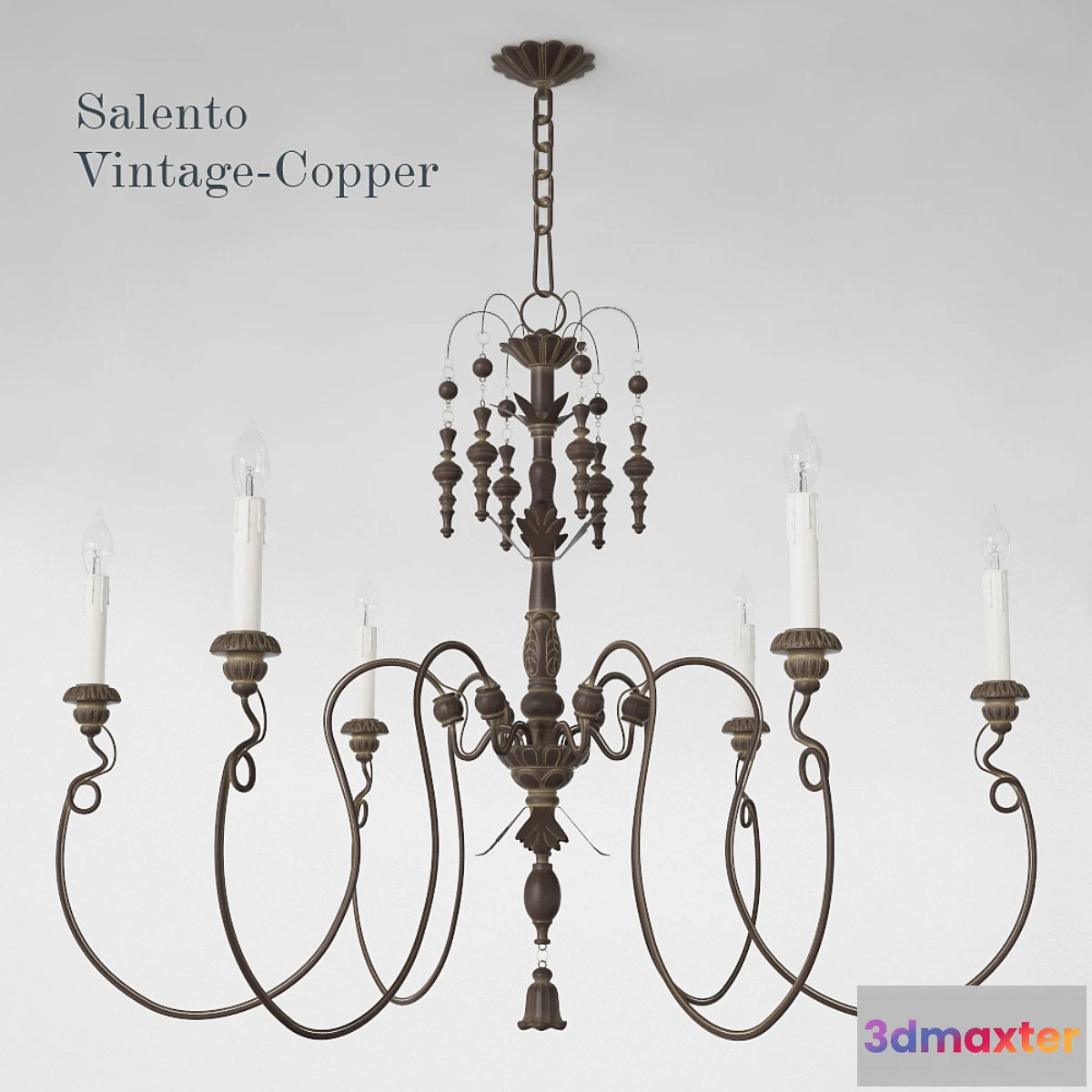 647835 - Lamp Salento Vintage Copper Six-Light Chandelier