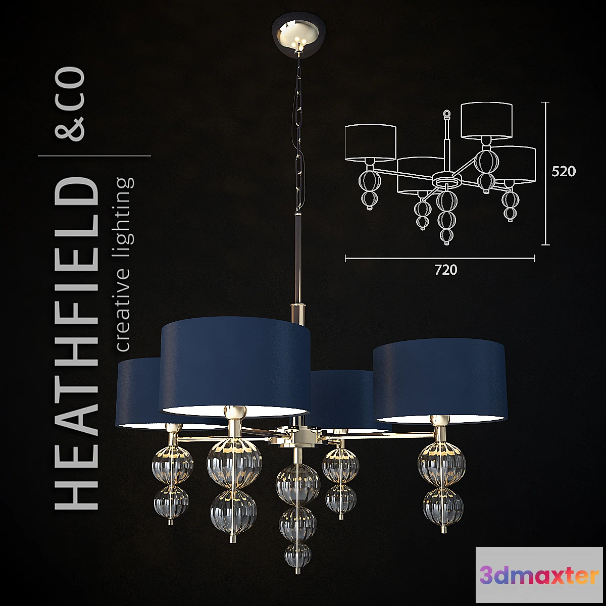 647909 - Chandelier Heathfield ALETTE CHANDELIER NICKEL OPAL JADE