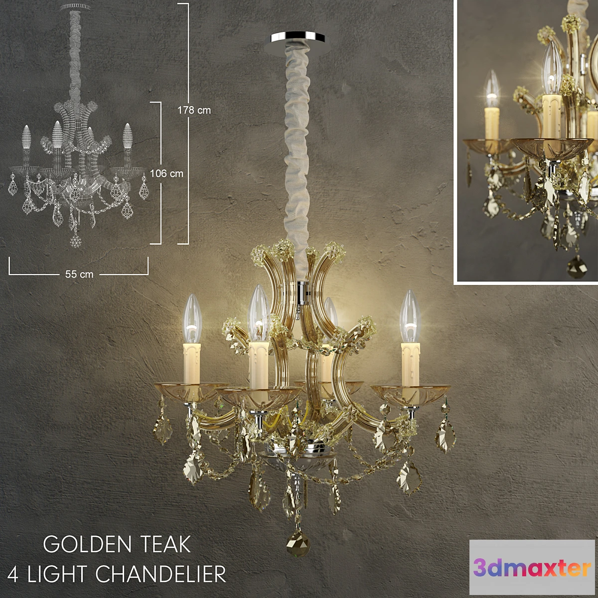 652219 - Golden Teak Chandelier