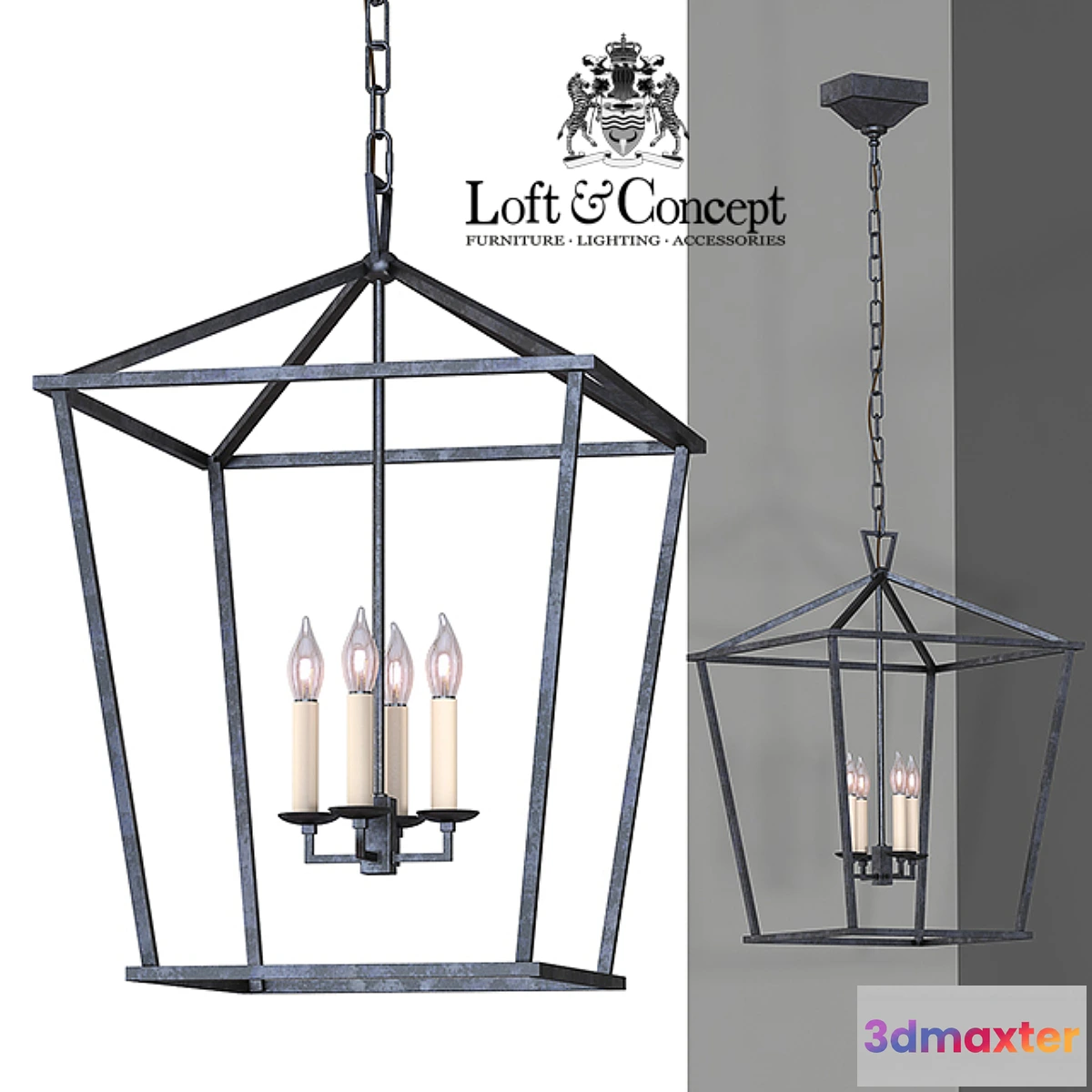 652773 - Suspension 19th C. English Openwork Square Pendant Black