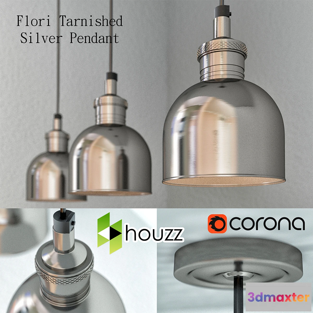 652789 - Lamp Flori Tarnished Silver Pendant