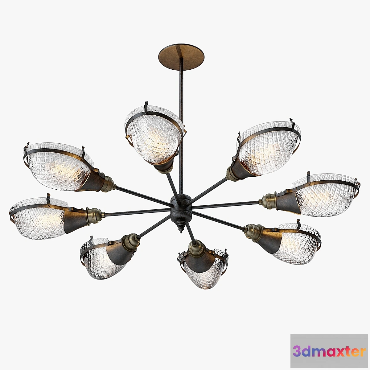 652857 - Early Style Quilted Glass Operating Room Light Chandelier