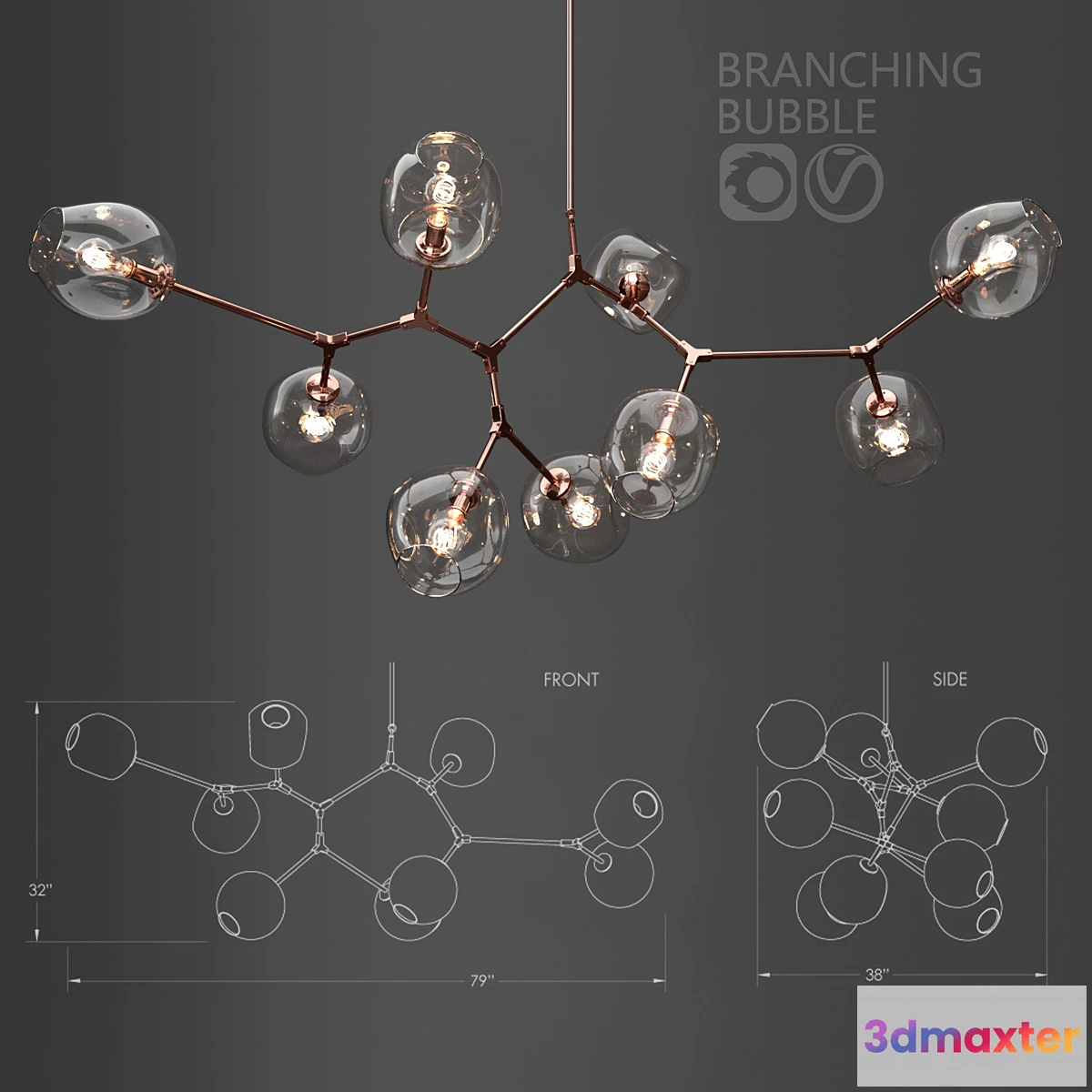 657611 - Branching bubble 9 lamps - No.2