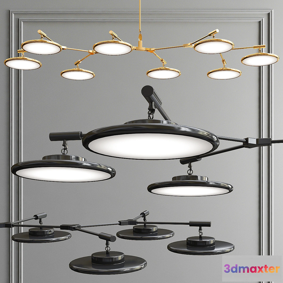 660063 - Suspension Light Disc - gold and black