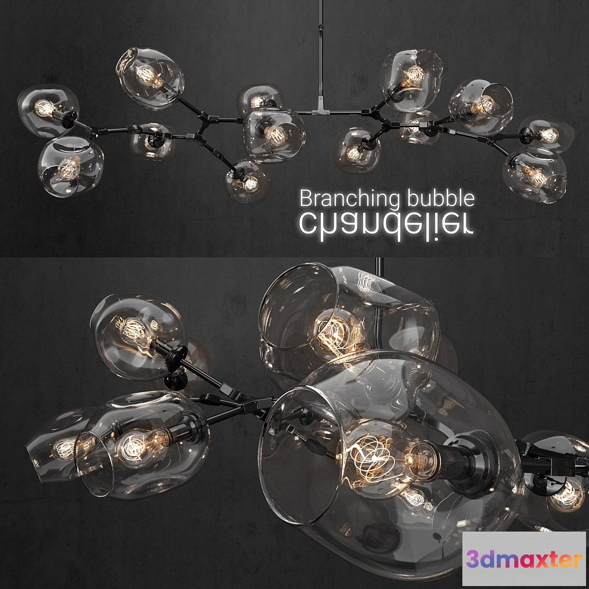 660113 - Branching bubble 13 lamps CLEAR _ BLACK