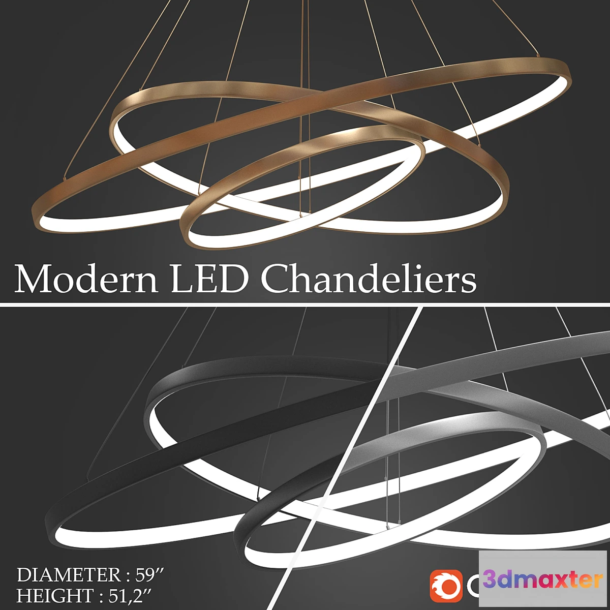 662017 - Chandeliers LED 3 rings